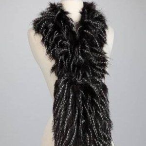 Stole/Scarf-Faux Black Feather Fur Stole